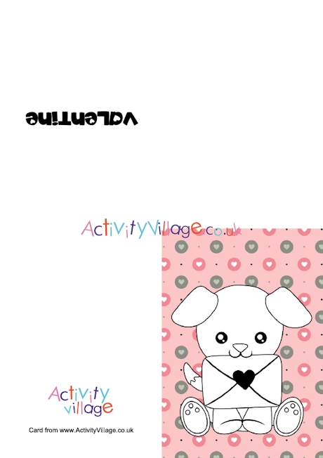 Valentine's Day puppy colour pop colouring card