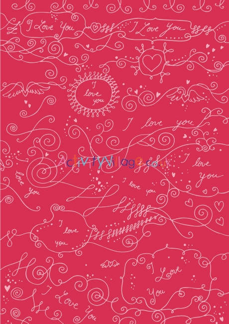 Valentines Day scrapbook paper - doodles