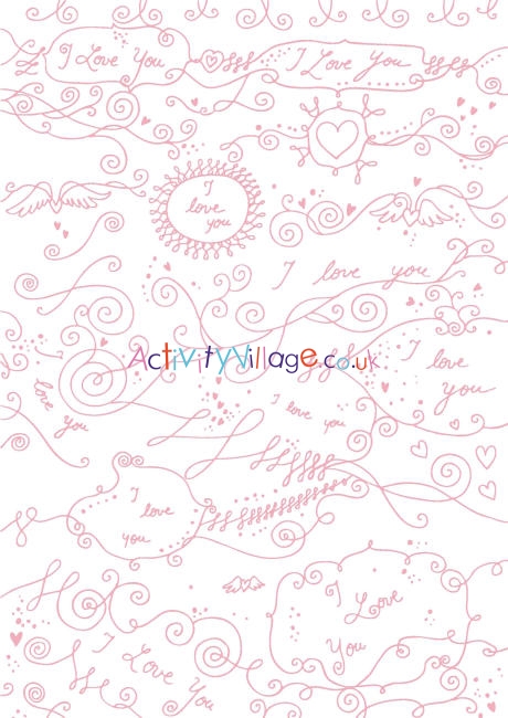 Valentines Day scrapbook paper - doodles white