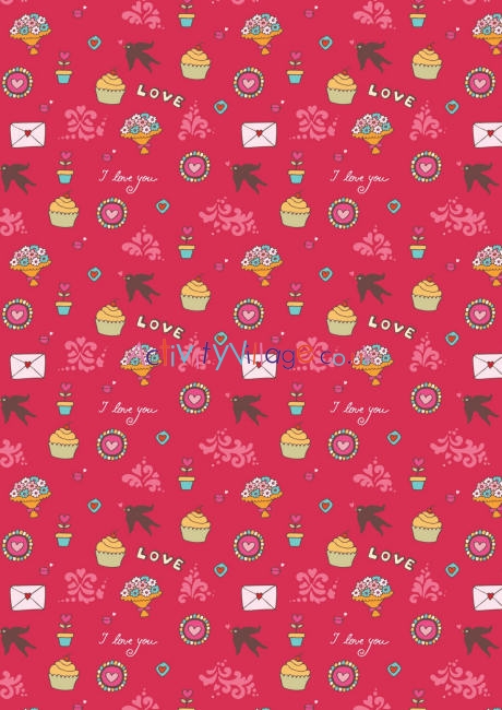 Valentines Day scrapbook paper - I Love You pink