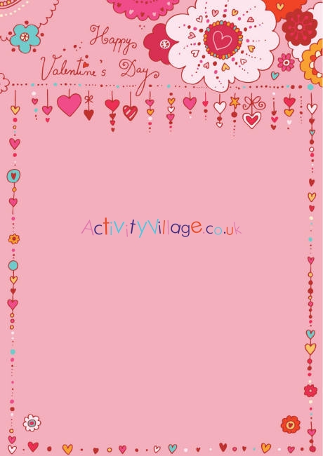 Valentines Day scrapbook paper - pink frame