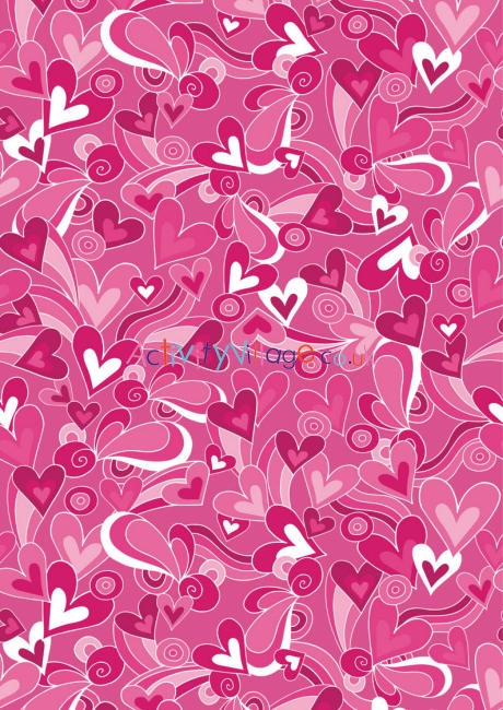 Valentines Day scrapbook paper - pink hearts and swirls