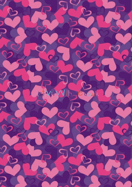 Valentines Day scrapbook paper - purple and pink hearts