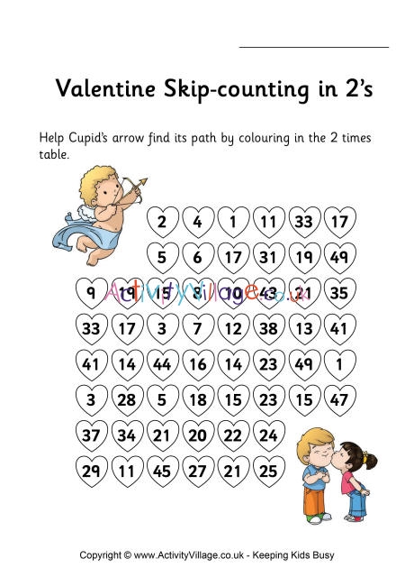 Valentines stepping stones skip counting by 2