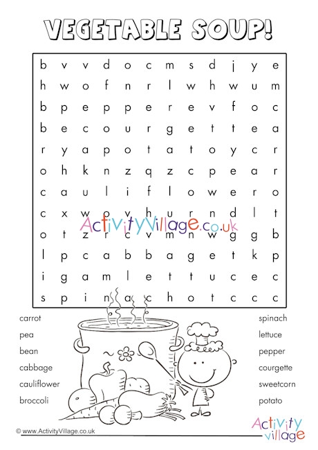 Vegetable word search