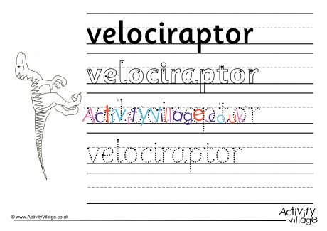 Velociraptor Handwriting Worksheet