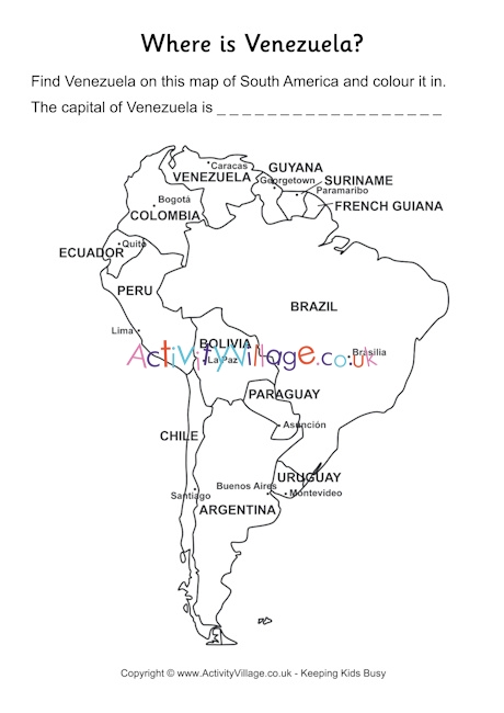 Venezuela location worksheet