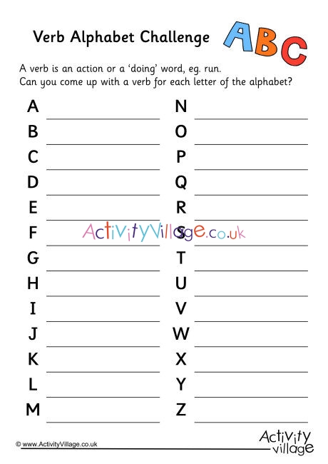 Verb Alphabet Challenge