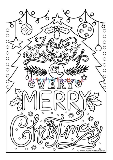 Very Merry Christmas colouring page