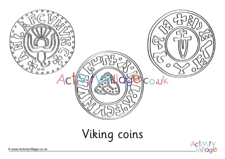 Viking coins colouring page