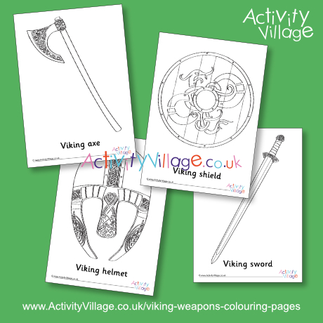 Viking weapons colouring pages