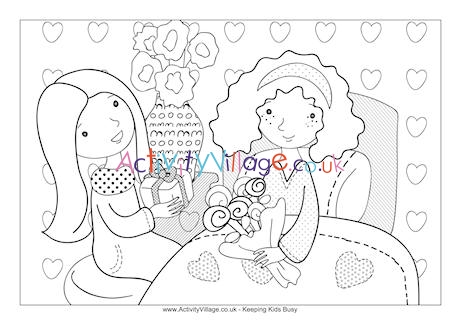 Visiting a sick friend colouring Page
