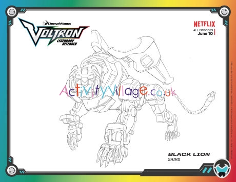 Voltron Legendary Defender colouring page - Black Lion