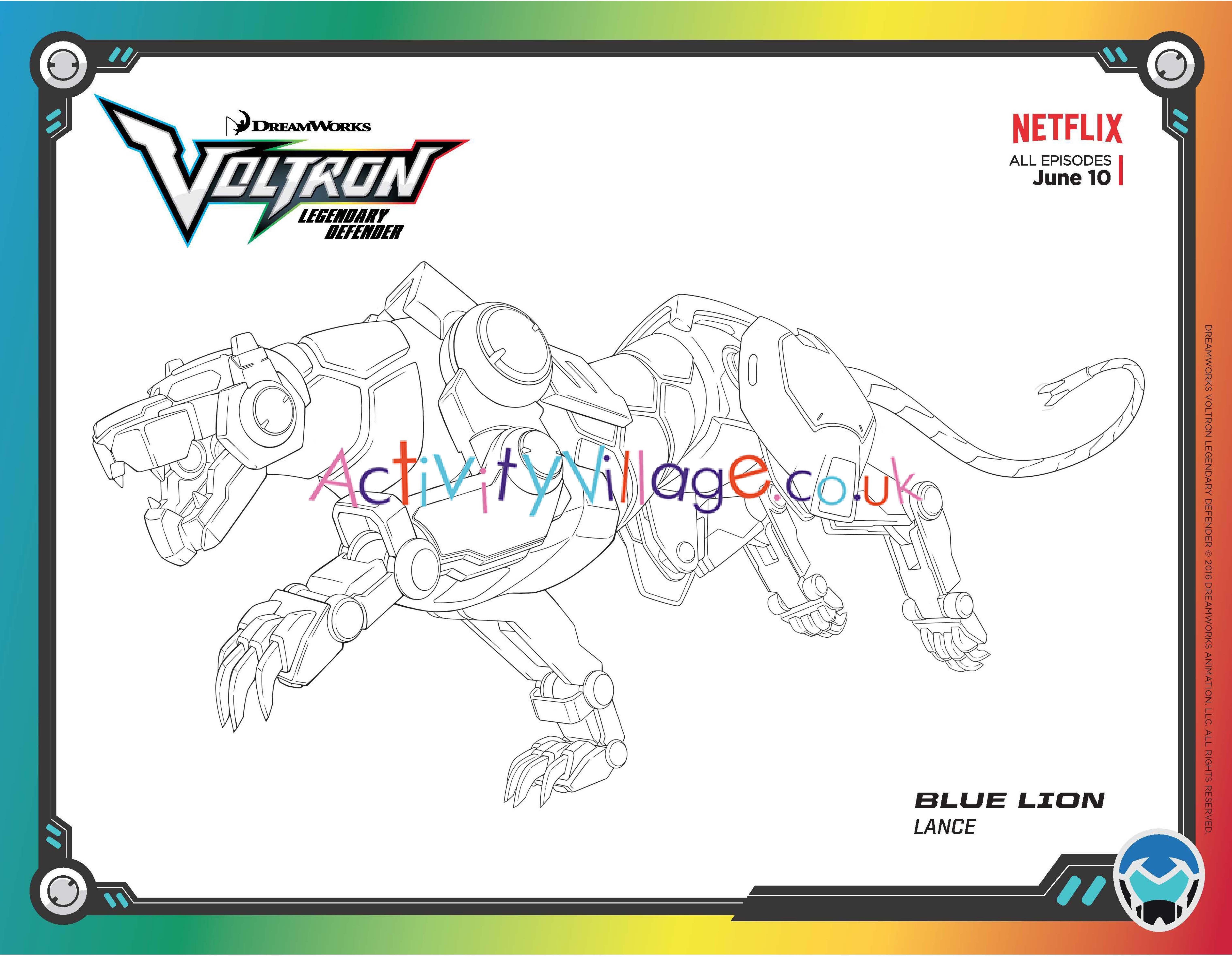 Voltron Legendary Defender colouring page - Blue Lion