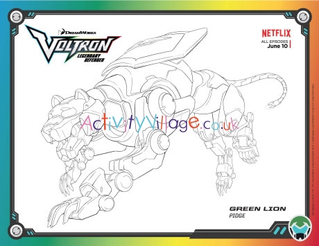 Voltron Legendary Defender colouring page - Green Lion