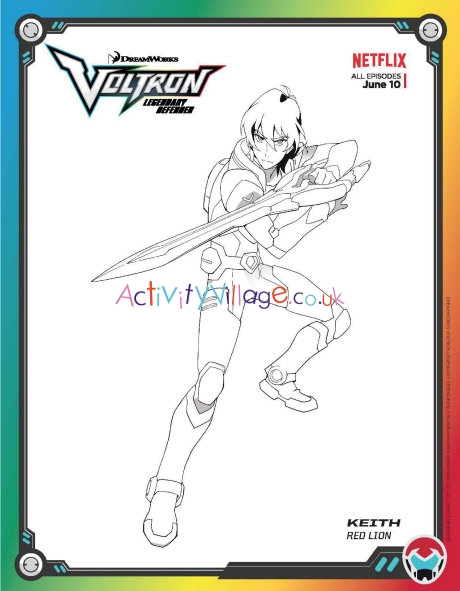 Voltron Legendary Defender colouring page - Keith