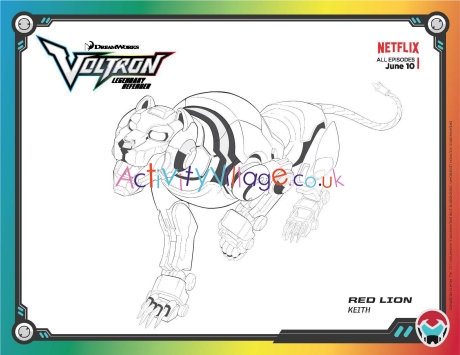 Voltron Legendary Defender colouring page - Red Lion