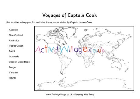 Voyages of Captain Cook - worksheet 1