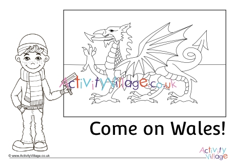 Wales supporter colouring page 1