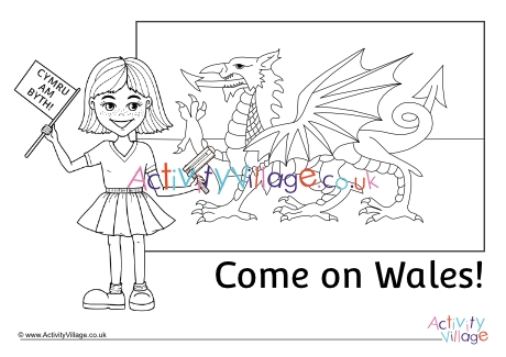 Wales supporter colouring page 2