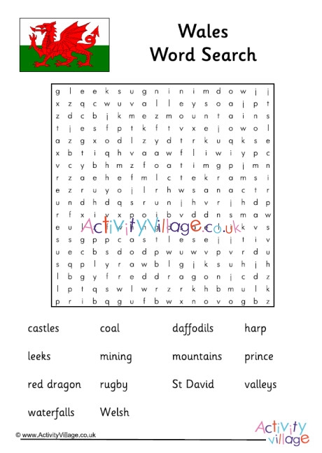 Wales Word Search