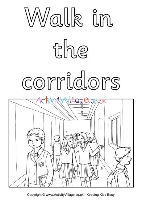 Walk in the corridors colouring poster