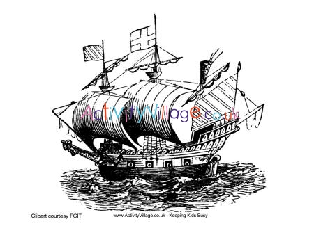 Walter Raleigh ship colouring page