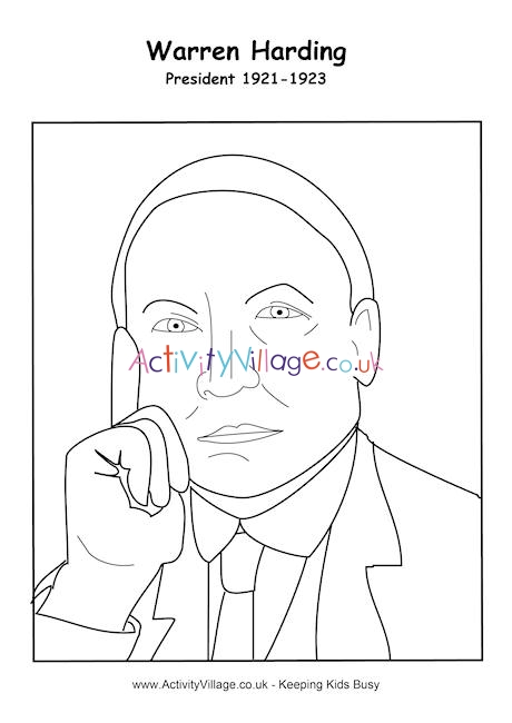 Warren Harding colouring page