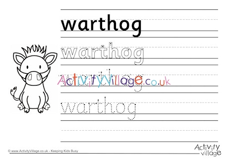 Warthog Handwriting Worksheet