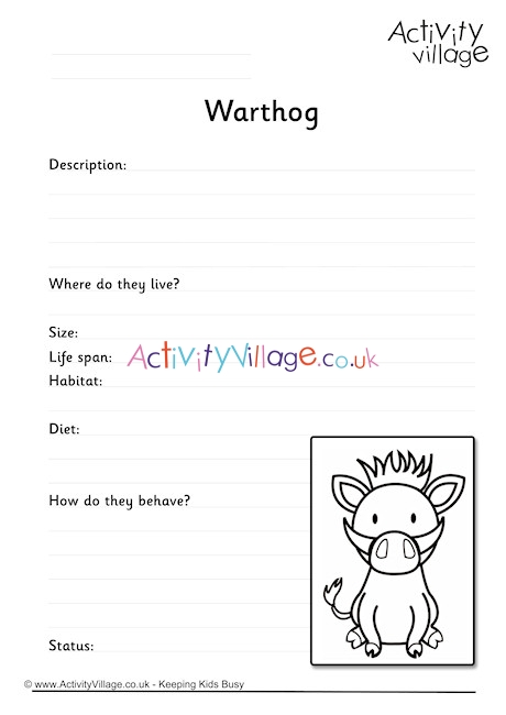 Warthog Worksheet