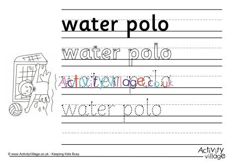 Water Polo Handwriting Worksheet