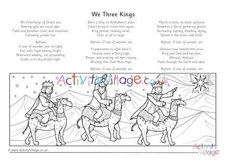 We Three Kings Colouring Page