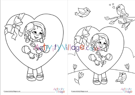 Wearing a heart colouring page