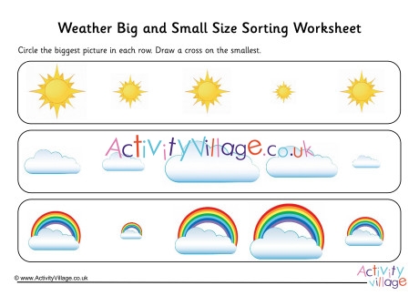 Weather Big and Small Size Sorting Worksheet