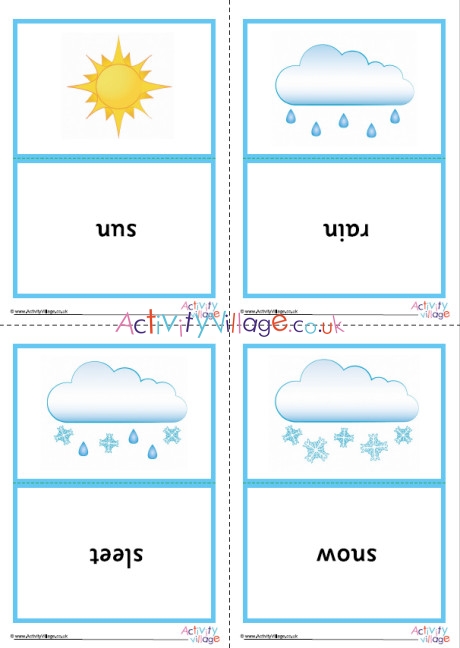 Weather Picture Flash Cards Double-sided