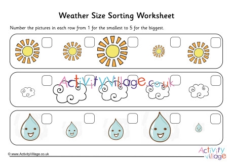Weather Size Sorting Worksheet