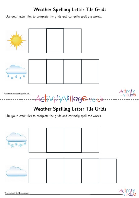 Weather Spelling Grids