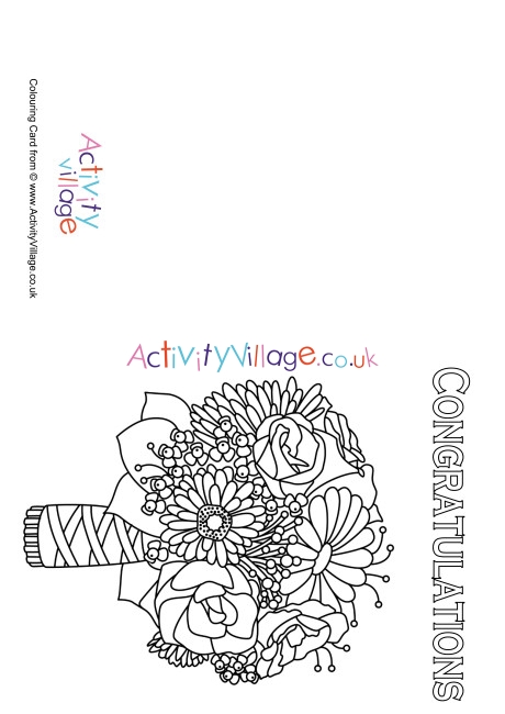 Wedding bouquet colouring card