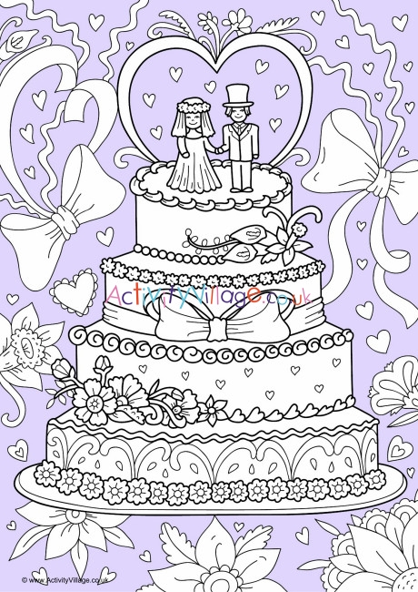 Wedding cake colour pop colouring page