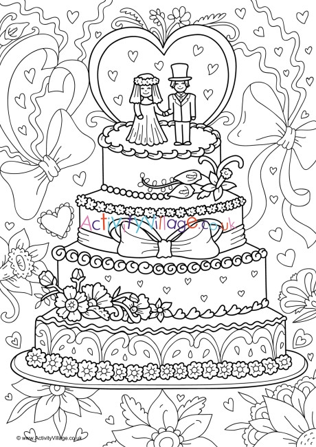 Wedding Cake Colouring Page 3