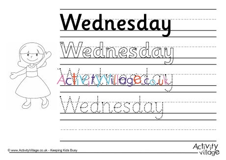 Wednesday handwriting worksheet