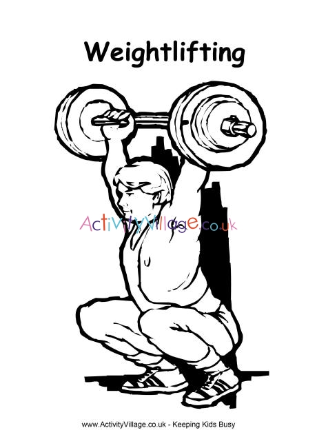 Download Weightlifting Colouring Page 2