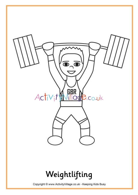 Weightlifting colouring page