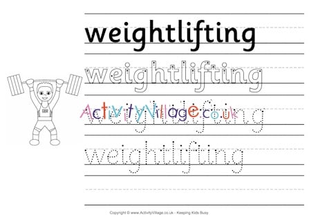 Weightlifting handwriting worksheet