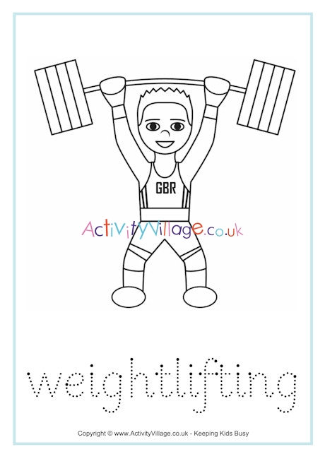 Weightlifting tracing worksheet