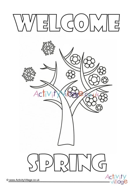 Welcome Spring Colouring Page