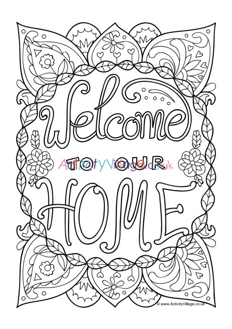 Download Welcome To Our Home Colouring Page