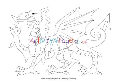 Welsh dragon colouring page
