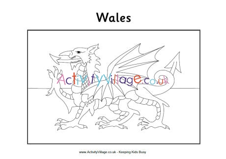 Wales flag colouring page