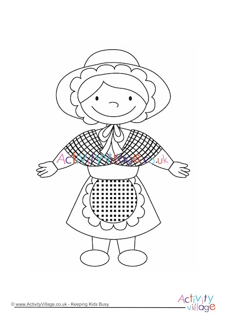 Welsh Girl Colouring Page